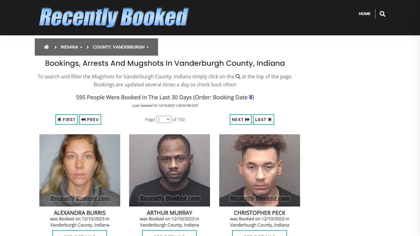 Recent bookings, Arrests, Mugshots in Vanderburgh County, Indiana